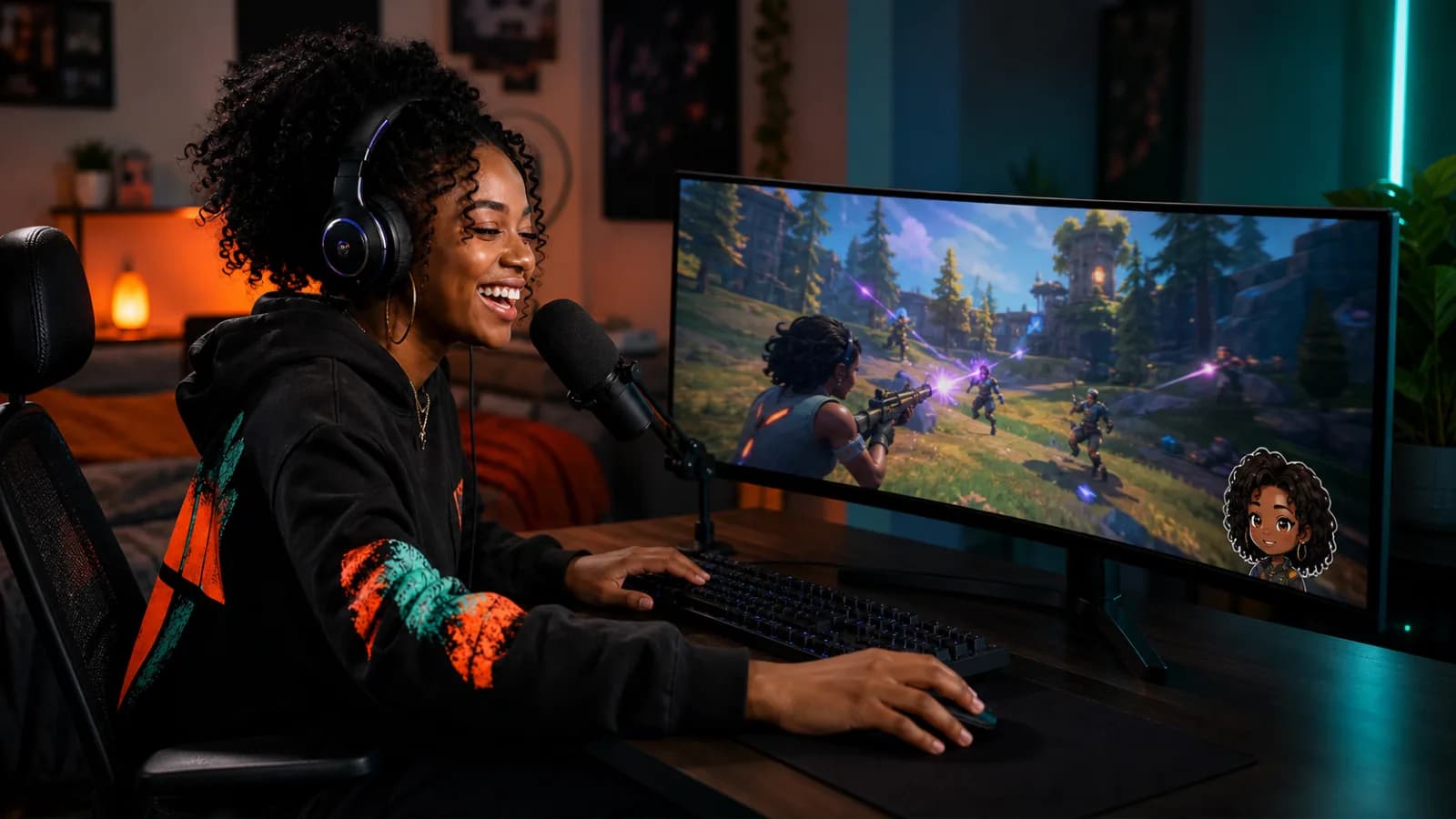 Gamer using VoiceLala for real-time game voice chat