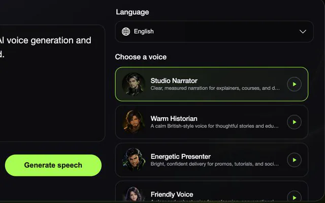 VoiceLala Generate speech button in the online text to speech tool